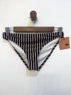 Shade & Shore Striped Low Rise Cheeky Bikini Bottom NWT Small